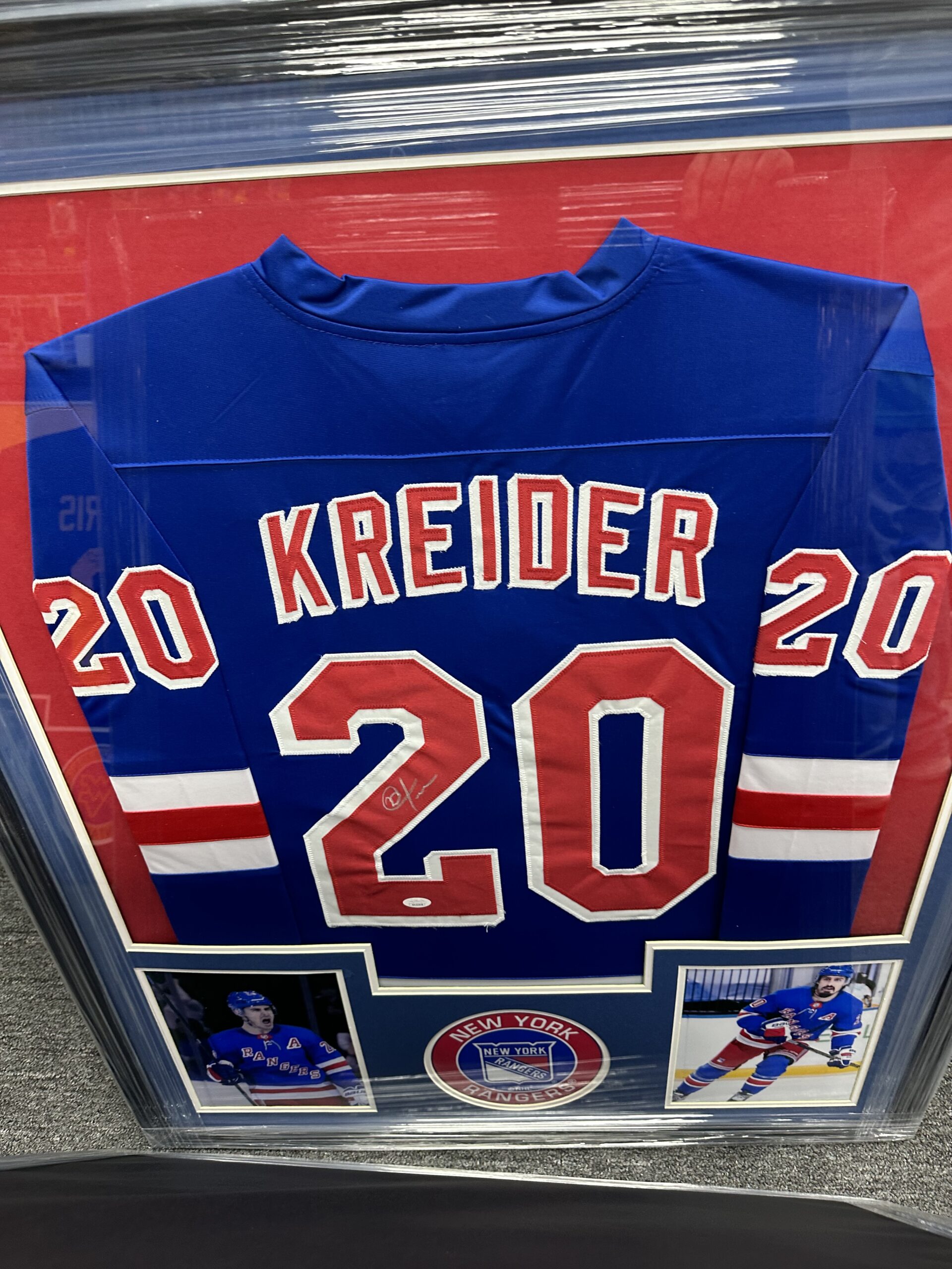 Chris Kreider signed framed jersey sports collectibles and memorabilia